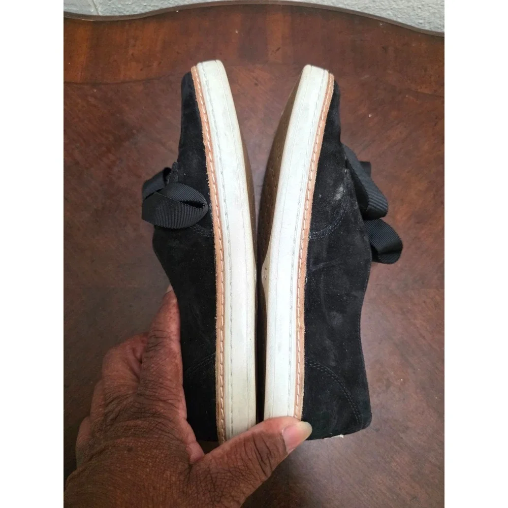 Ugg Women's Black Suede Lace-Up Flats Size 7.5 With Ribbon Detail‎